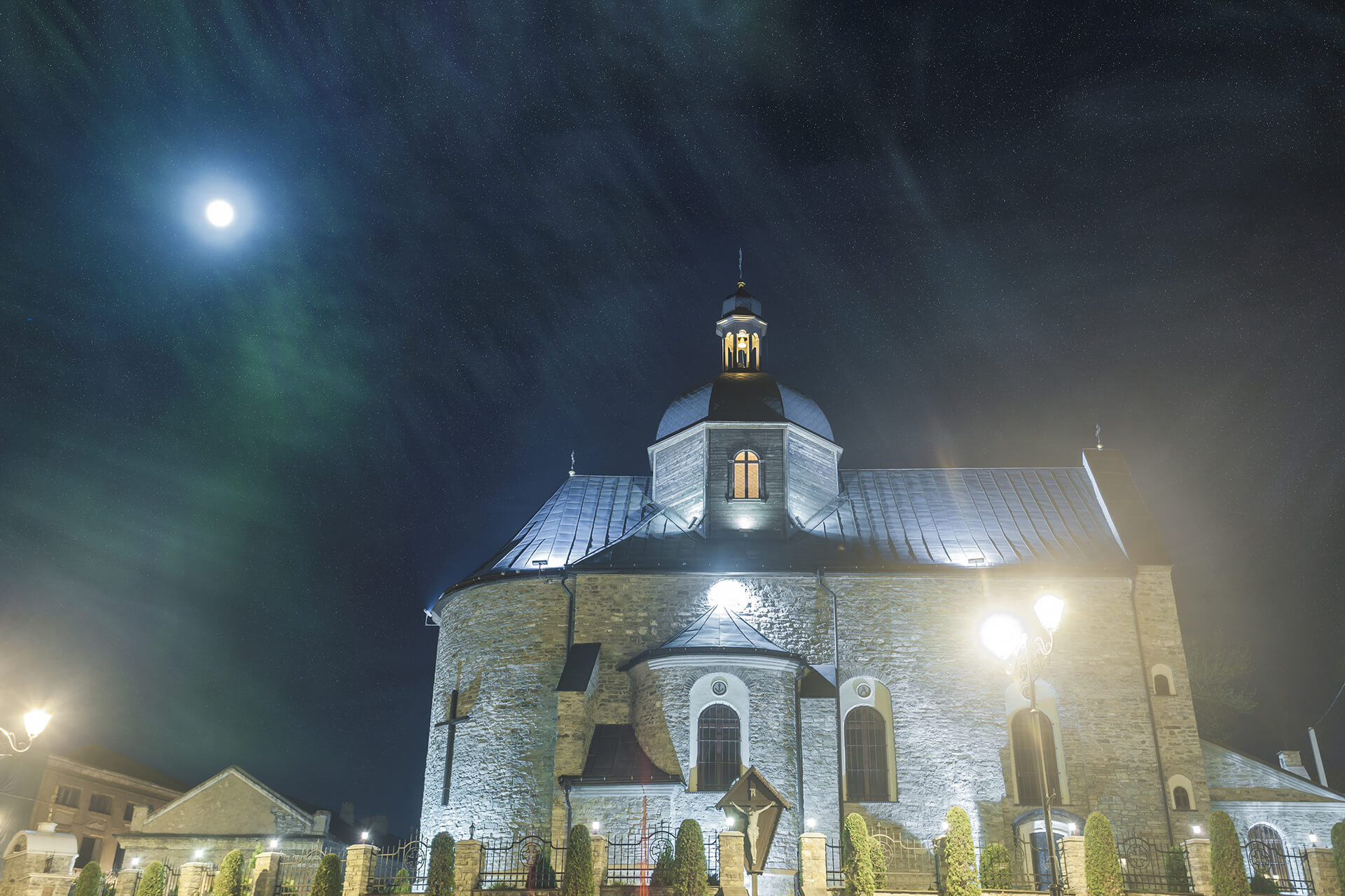 church in the rain